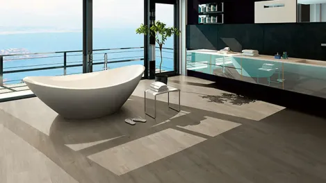vivafloors Vinylboden für Wohnzimmer mit Eiche 8340 Dekor - Raum-Perspektive