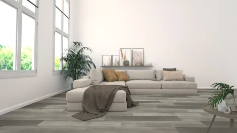 Vinyl- und Designboden zum Klicken für Wohnzimmer / Wohnraum mit Bruessel Dekor - Raum-Perspektive