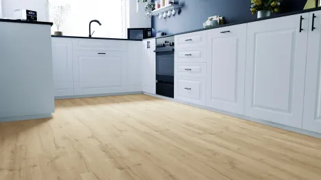 Laminat für Küche mit Chicago Dekor - Raum-Perspektive