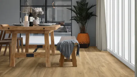 Raumbild Esszimmer – Vivafloors Eiche 3510 im Esszimmer zum Kleben