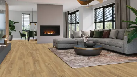 Raumbilder Ambiente – Vivafloors Eiche 3530 Klebe-Vinyl im eleganten Wohnraum