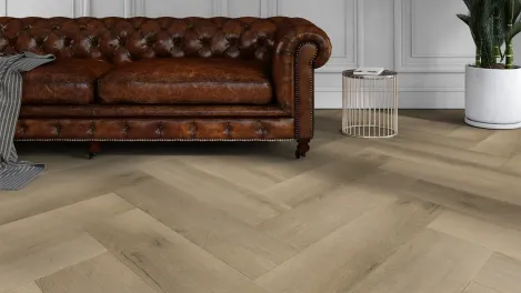 vivafloors Vinylboden für Wohnzimmer mit Eiche 6850 Dekor - Raum-Perspektive